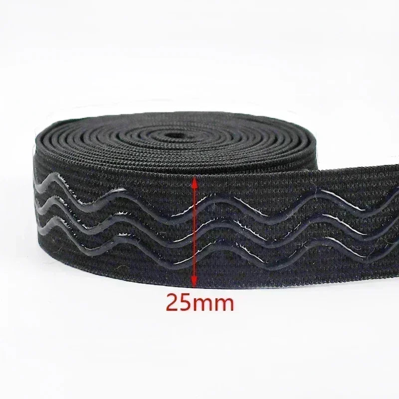 8/210M Meetee Black Silicone Elastic Bands Underwear Non-slip Rubber Tapes Waistband Belt Stretch Ribbon DIY Sewing Accessories