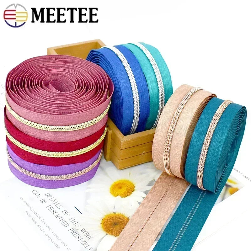 8/300M Sewing Zippers Tapes By The Meter Bag Shoes Nylon Coil Zipper Decorative Roll Bulk Zips Repair Kit DIY Accessories