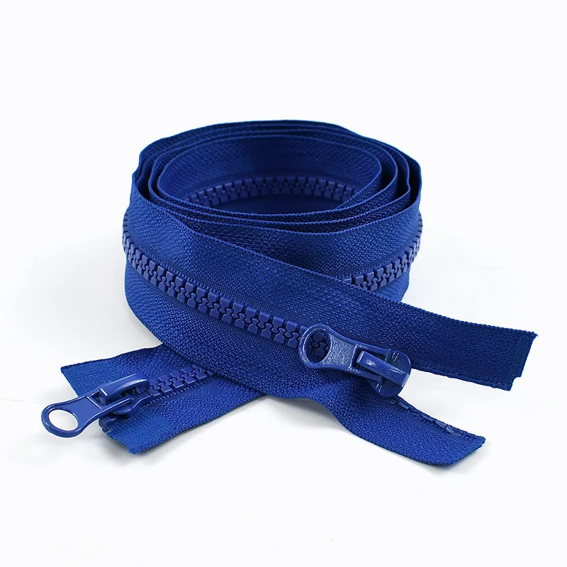 8/200Pcs 5# 80-150cm Resin Zipper Open-end Double Slider Long Zippers Down Jacket Overcoat Zipp Clothes Bags Zip Repair Sewing Accessory