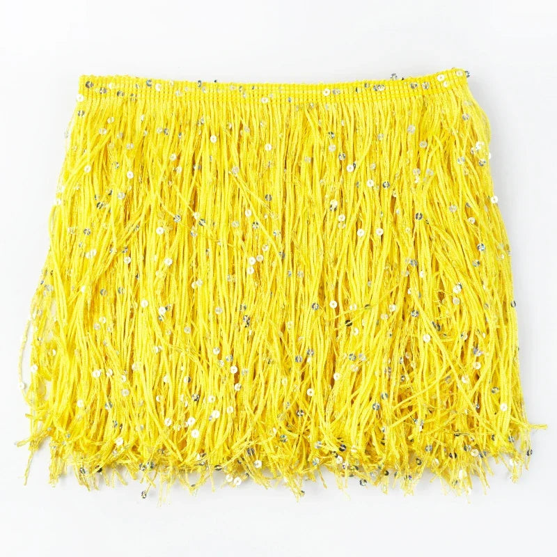 2/60Meters Meetee 20cm Sequin Tassel Fringe Lace Trim Dress Decoration Sewing Fringes Trimming Latin Stage Costume Tassels Ribbon