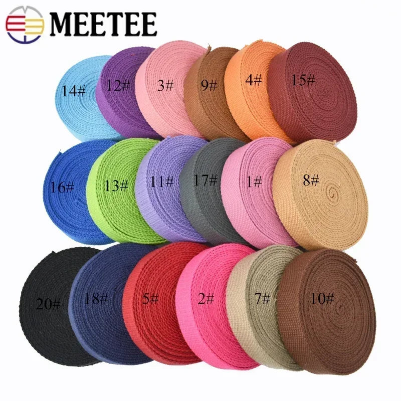 5/150Meters Meetee 38mm Canvas Webbings Ribbon 1.8mm Thick Cotton Webbing Strap Belt DIY Bag Garment Band Sewing Accessories