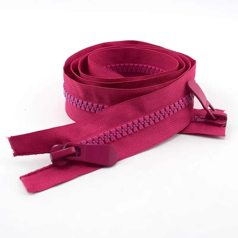 2/70Pcs Meetee 120cm 8# Resin Zippers Open End Double Slider Head Zip for Down Jacket Outdoor Backpack Tent Bag DIY Sewing Accessories