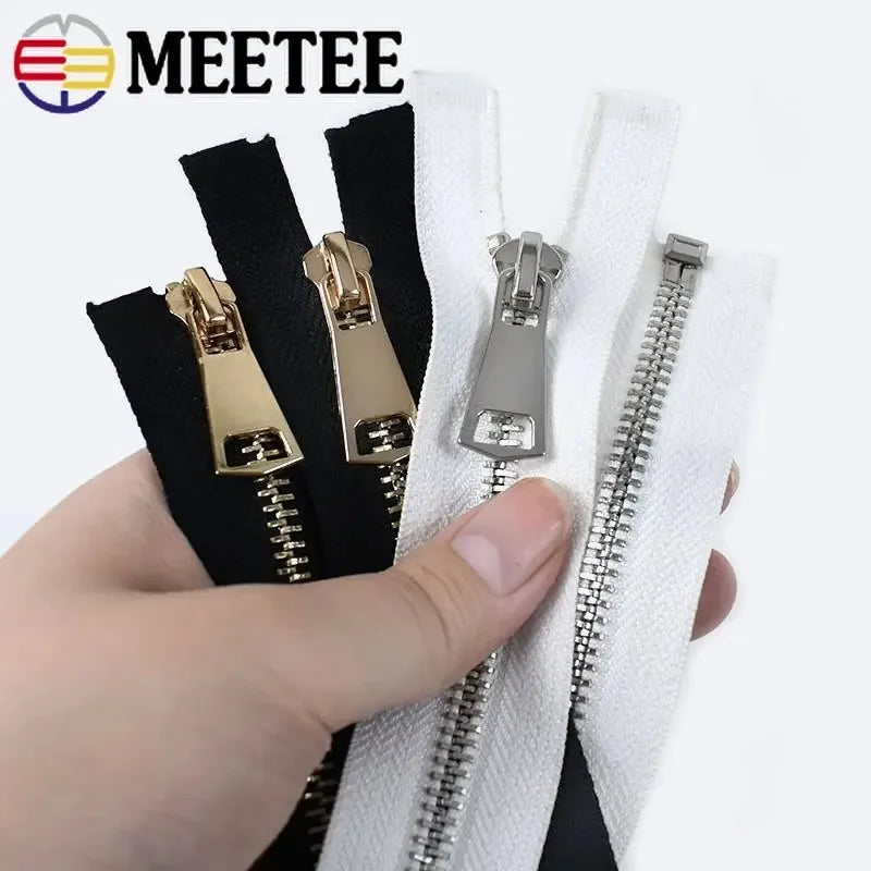 3/90Pcs Meetee 5# 60-150cm Metal Zipper Open End Single/Double Sliders Long Zippers Clothes Down Jacket Coat Zip DIY Sewing Accessories