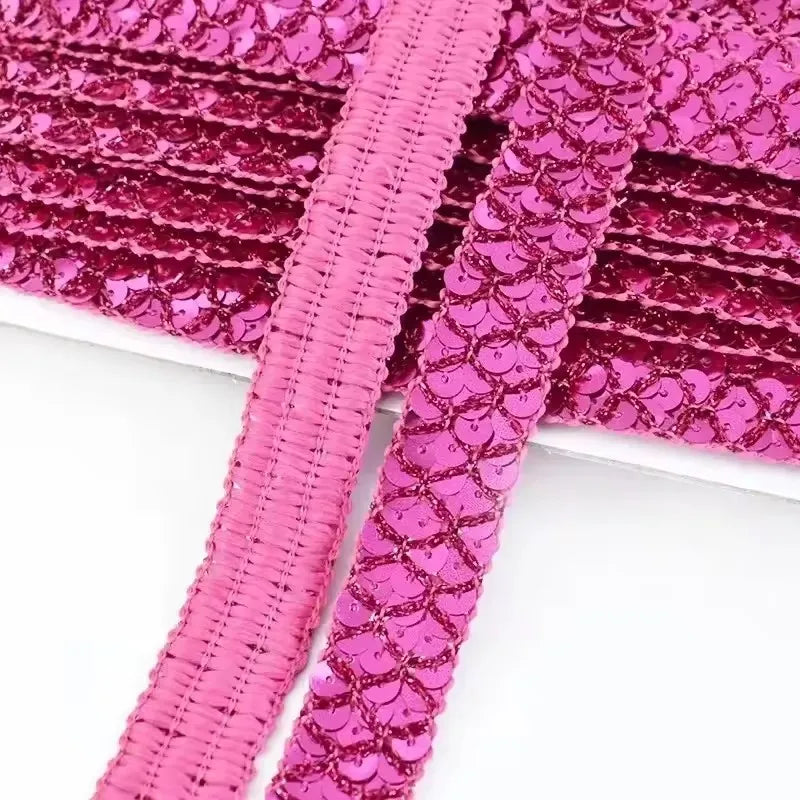 15/400M Sequin Lace Braided Band Decoration Ribbon for Clothes Not Elastic Trim Cosplay Dance Dress Wedding Sewing Accessories