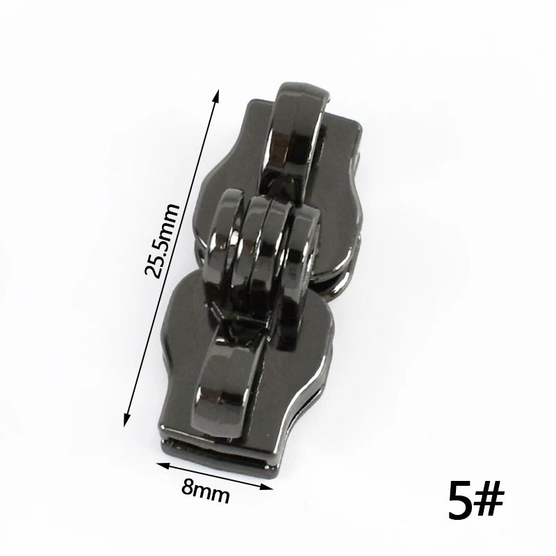 15/500Pairs 5# 8# 10# Zipper Slider for Nylon Zippers Luggage Repair Zip Double Hole Padlock Zips Puller Closure Ziper Cursor