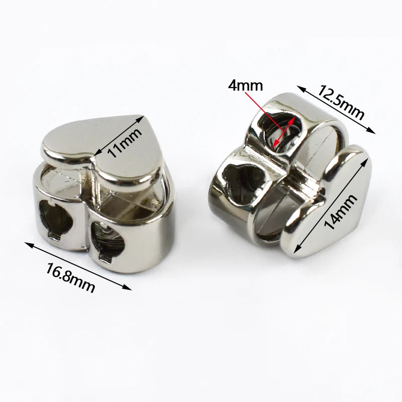 20/100Pcs 4mm Heart Metal Cord Lock Spring Snap Button Rope Stopper for Clothes Drawstring Bags Rope Adjuster Sewing Accessories