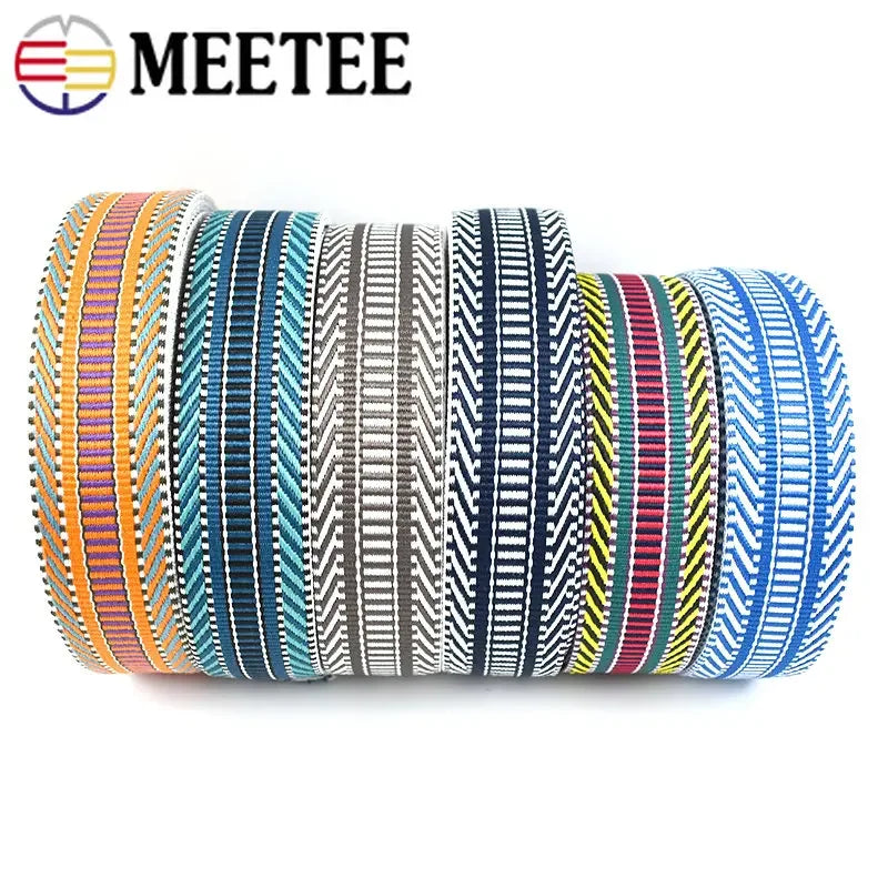 5/100Meters 38mm Polyester Cotton Jacquard Webbing Tapes 2mm Thick Bag Strap Belt Lace Ribbons DIY Garment Textile Sewing Decoration