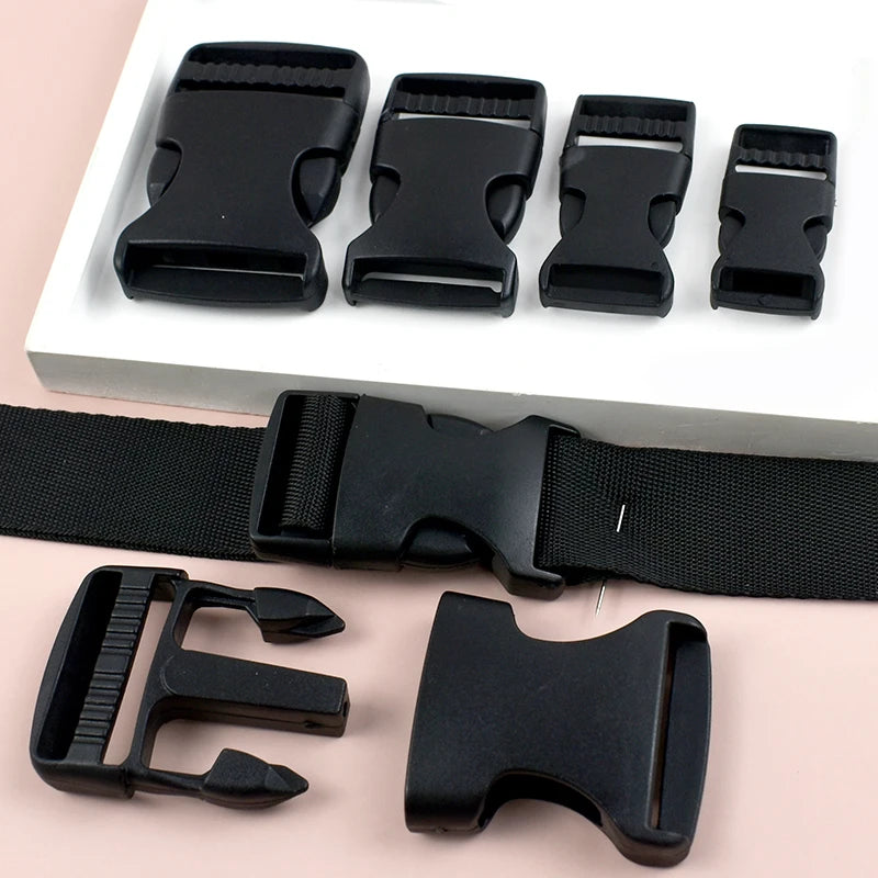 50Pcs Belt Plastic Release Buckles 10-50mm Handbag Strap Side Carabiner Clip Safety Helmet Black Adjuster Snap Hook Accessory