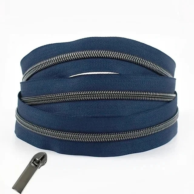 8/200Meters 5# Colorful Nylon Zipper Tapes GunBlack Tooth Coil Zip Tailors for Bags Garment Repair Kit DIY Sewing Accessories