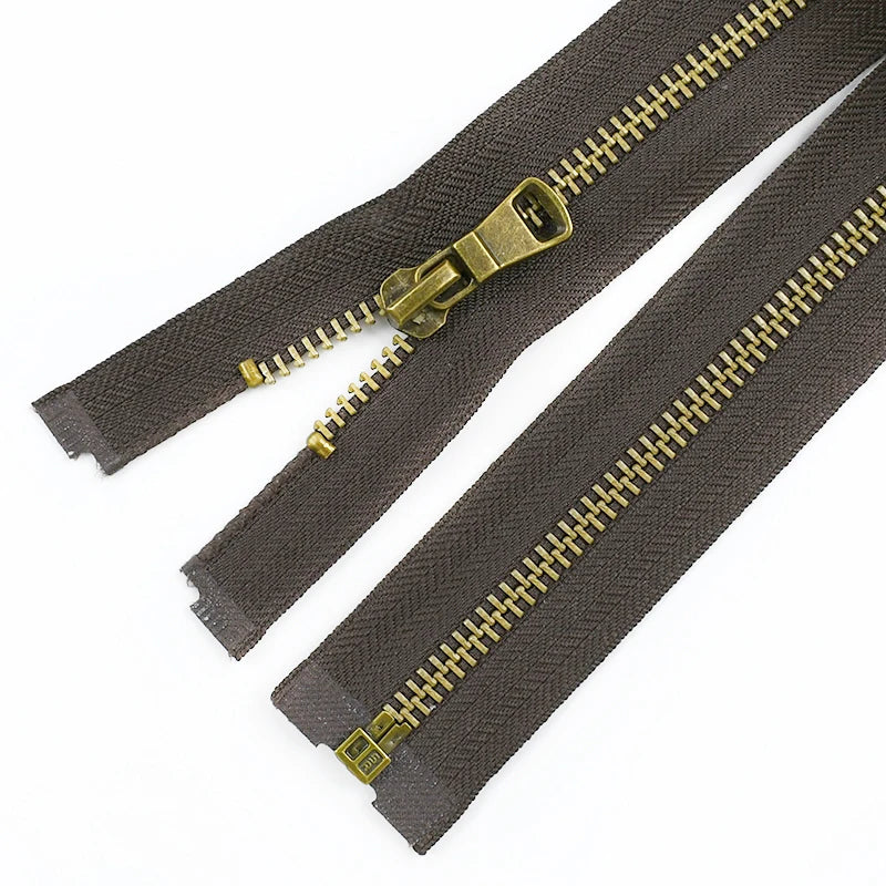 8/200Pcs 5# Copper Metal Zippers 40/50/60/70/80cm Open-End Zips Backpack Bag Jacket Clothing Decor Zipper Repair Sewing Accessory
