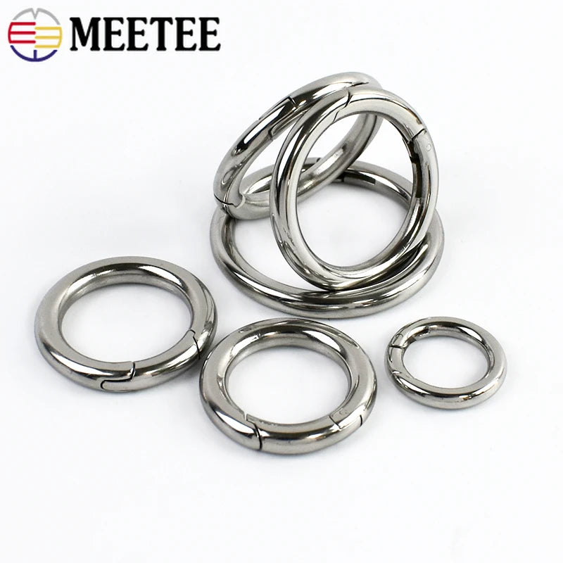 5/200Pcs 304 Stainless Steel Spring Buckle Openable O Ring Carabiner Bag Strap Snap Hook Pet Collar Clip Keychain DIY Accessories