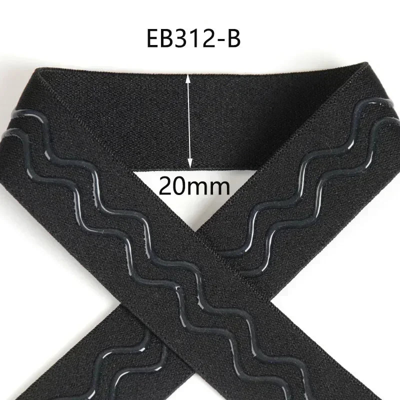 8/210M Meetee Black Silicone Elastic Bands Underwear Non-slip Rubber Tapes Waistband Belt Stretch Ribbon DIY Sewing Accessories