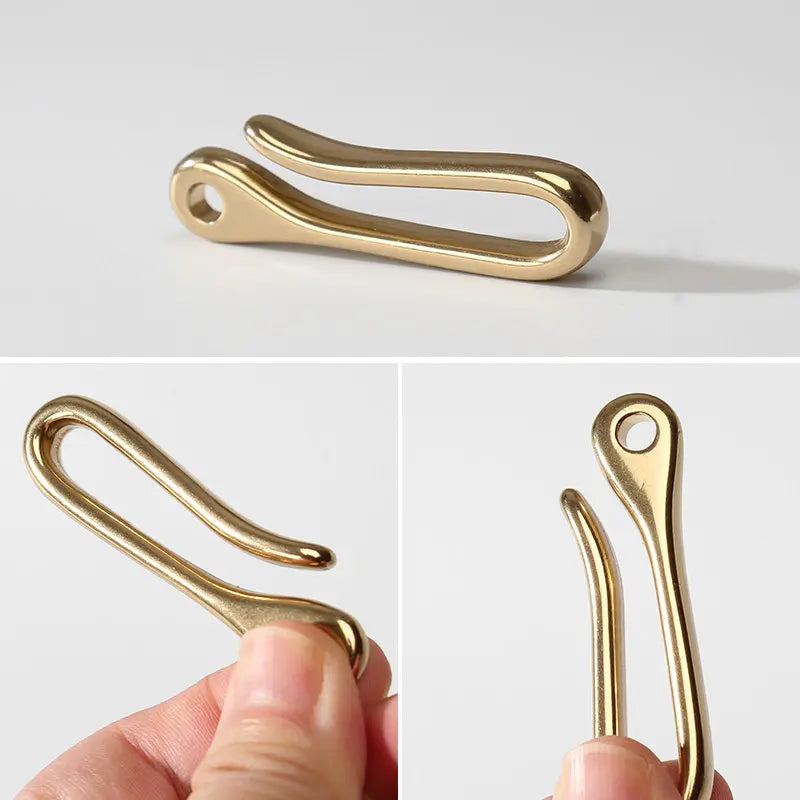 3/100Pcs U-shaped Hook Fob Clip Keychain Belt Buckles Solid Brass Stainless Steel Key Ring Wallet Fish Hooks Hardware Accessories