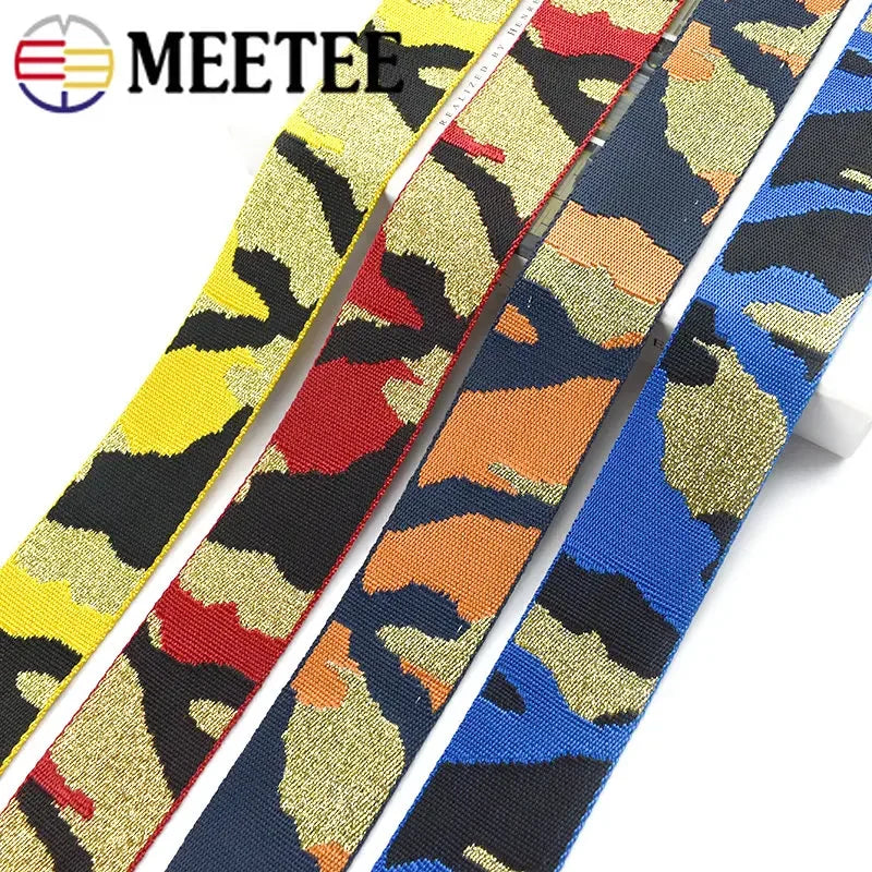 Meetee 2/50Meters 38/50mm Nylon Polyester Jacquard Webbing Camouflage Tapes for Backpack Strap Garment Ribbon Sewing Decoration Band