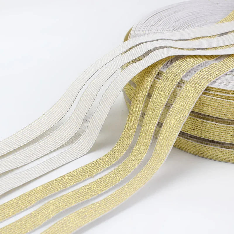 8/200Meter 5cm/9cm Gold Silver Glitter Transparent Elastic Band Webbing DIY Pants Waist Belt Rubber Bands Sewing Accessories