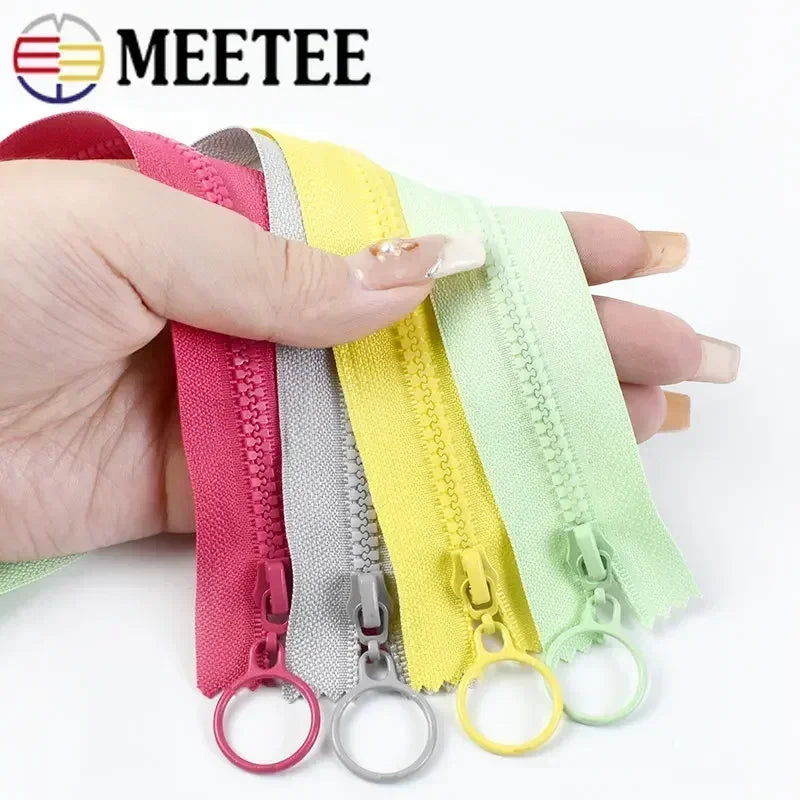 15/500pcs Meetee 3# Resin Zippers Closed 25cm Open-end 60cm Ring Puller Zipper for Bags Wallet Purse Garment Sewing Accessories
