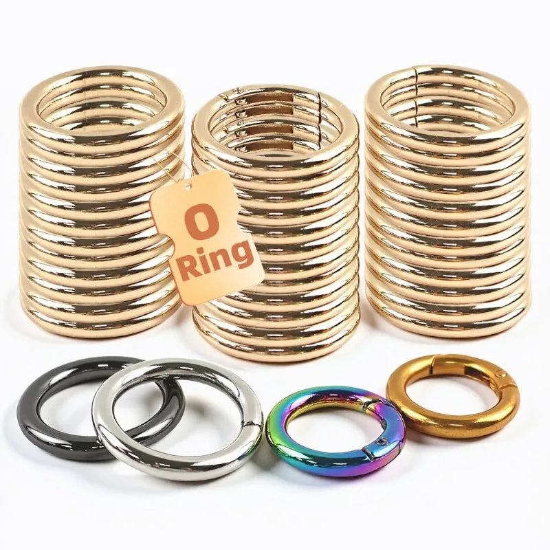 30/670Pcs 13-50mm Metal O Rings Buckles for Bag Strap Connect Hook Keychain Spring Ring Snap Hooks Dog Collar Carabiner Belt Loop