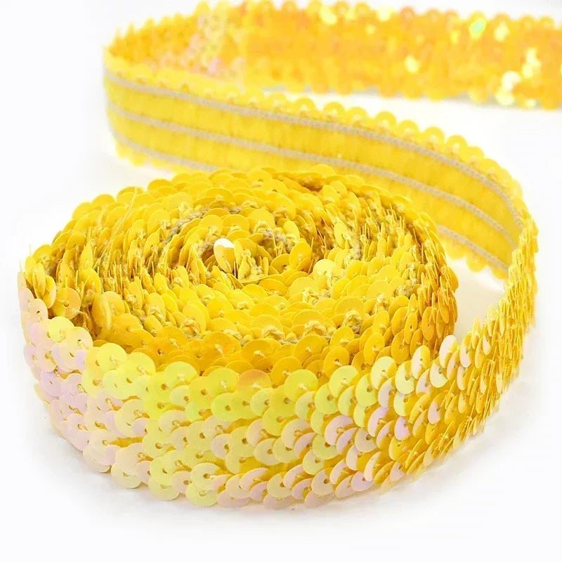 5/150M 30mm Sequins Lace Trim Stretch Ribbon Strap Laces Fabric for Craft Wedding Dress Clothes Elastic Band Sewing Accessories