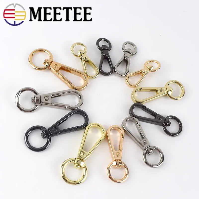 Meetee 20/600Pcs ID8-13mm Metal Bag Buckles Lobster Swivel Trigger Clips Snap Hook Handbag Hanger KeyChain DIY Sewing Accessories