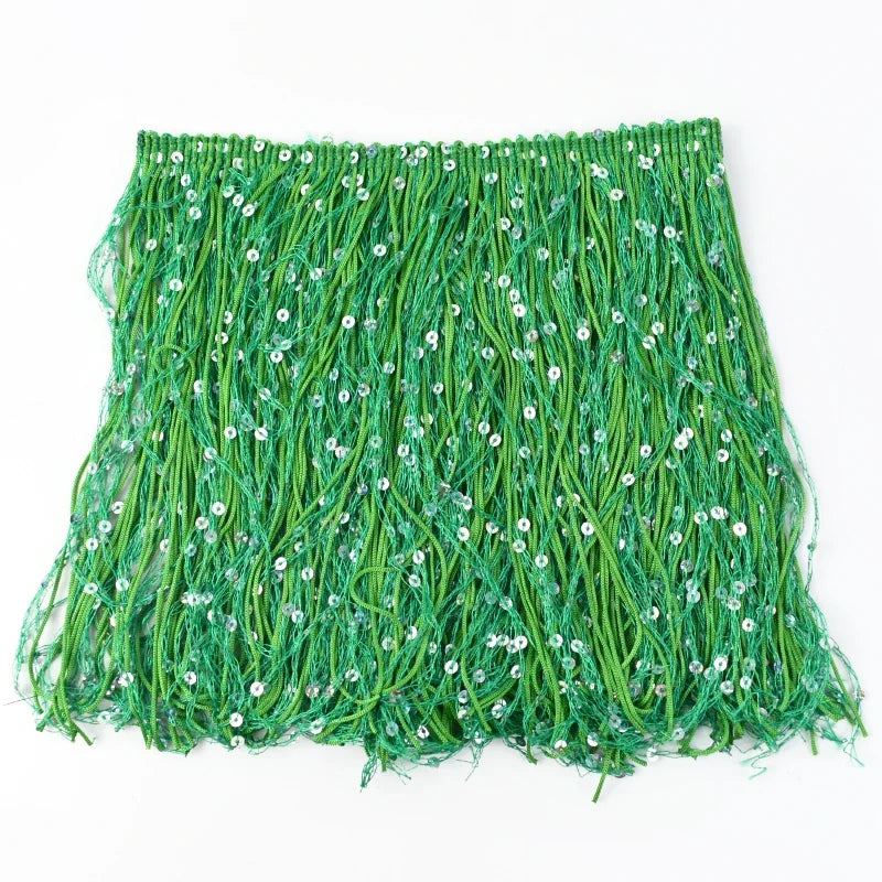 2/60Meters Meetee 20cm Sequin Tassel Fringe Lace Trim Dress Decoration Sewing Fringes Trimming Latin Stage Costume Tassels Ribbon