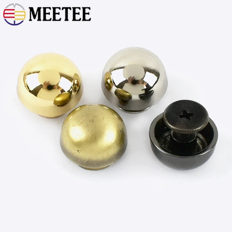 Meetee 30/1000Pcs 8/10/12/15/20mm Metal Buckles Decorative Rivets for Bag Belt Shoes Round Nailhead Clasp DIY Hardware Accessories