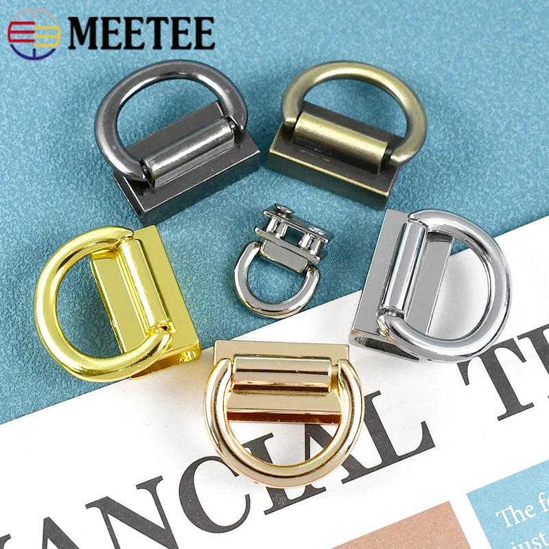 8/200Pcs D Ring Metal Bag Side Edge Hanger Buckle Bags Strap Clip Clasp for Handbag Handle Connector DIY Leather Craft