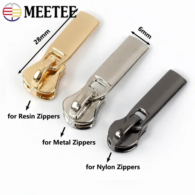 8/200Pcs 3# Zipper Puller Sliders for Metal/Resin/Nylon Zippers Textile Clothes Pocket Zip Head Repair Kit Tailoring Accessories
