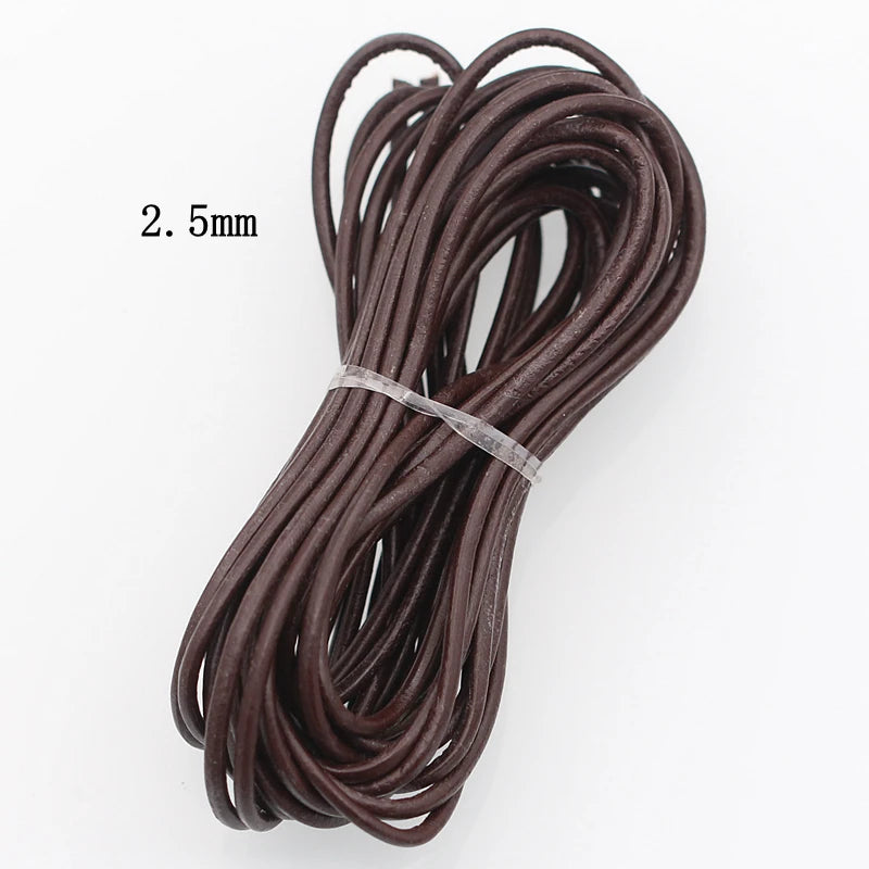 Meetee 3/100Meter 1.5/2/2.5/3/4/5mm Round Real Genuine Leather Cord Rope for Bracelet Necklace DIY Jewelry Cords Bags Craft Making