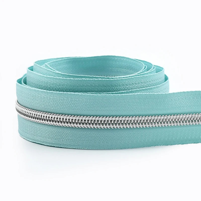 8/300M 5# Sewing Nylon Zipper Tape Silver Teeth Decor Zip Roll Jacket Bag Closure Zippers Repair Kits DIY Zips Replace Supplies