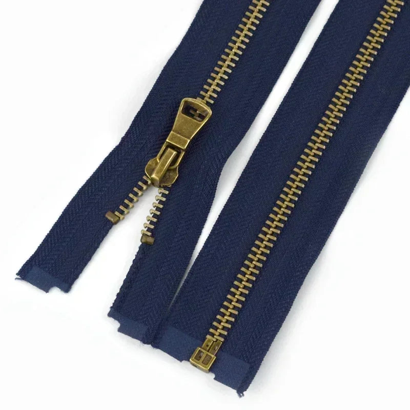 8/200Pcs 5# Copper Metal Zippers 40/50/60/70/80cm Open-End Zips Backpack Bag Jacket Clothing Decor Zipper Repair Sewing Accessory