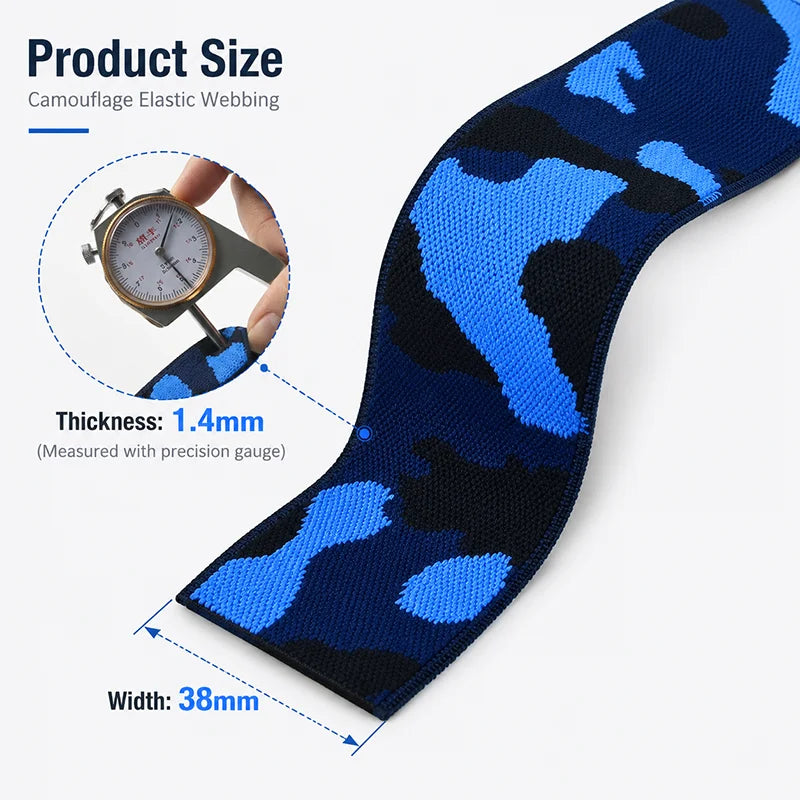 5/150Meters 38mm Camouflage Jacquard Nylon Elastic Bands for Pants Belt Rubber Band 1.4mm Thick Stretch Webbing Sewing Supplies