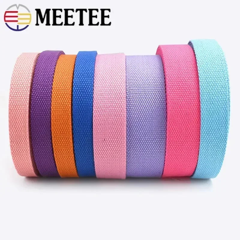 5/150M 20/25/32/38/50mm 2mm Thick Webbing Polyester Cotton Canvas Webbings Ribbon for Backpack Strap Belt Tape Garment Woven Band