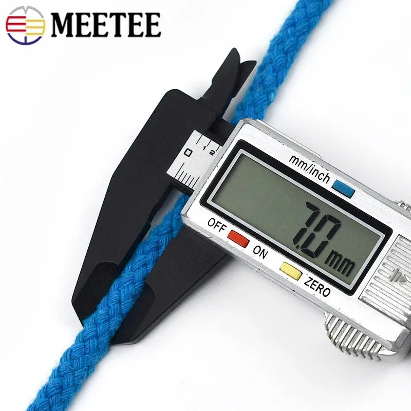 25/800Meters 7mm 8 Shares Round Cotton Cords Decorative Rope Twisted Braided Drawstring Ropes DIY Home Textile Craft Sewing
