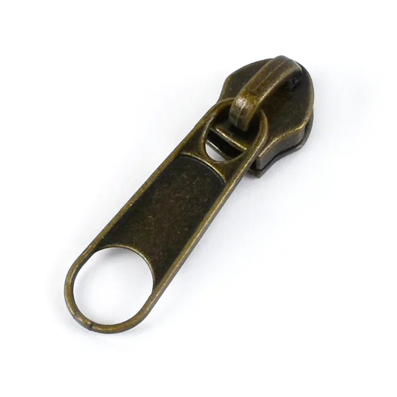 50Pcs 5# Bronze Zipper Sliders for Nylon Zippers Zip Head Puller Bag Clothes Luggage Repair Kit DIY Sewing Accessories