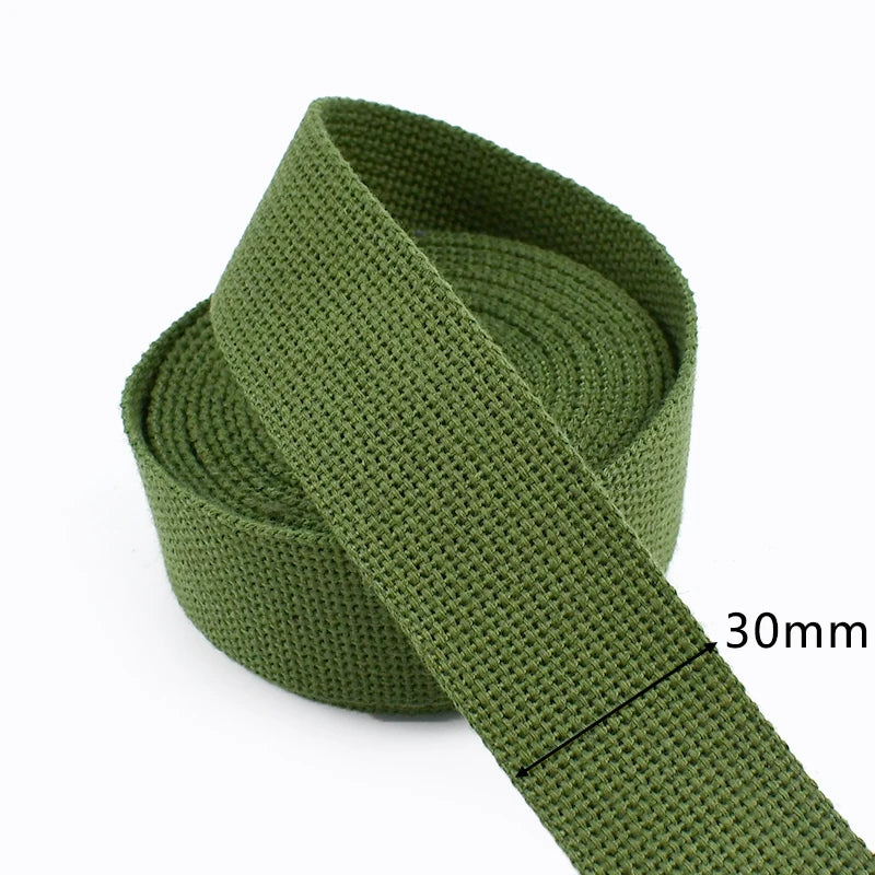 5/150Yards 15-50mm ArmyGreen Cotton Webbing 1.8mm Thick Canvas Ribbon for Sewing Bias Tape Backpacks Strap Seat Belt Band Kits