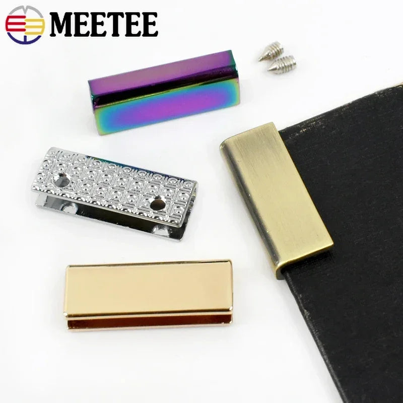 15/500Pcs 25mm Bag Buckle Metal Clip Buckles with Screws Edges Protector Clasp Bags Strap Tail Clips Clasps Hardware Accessories