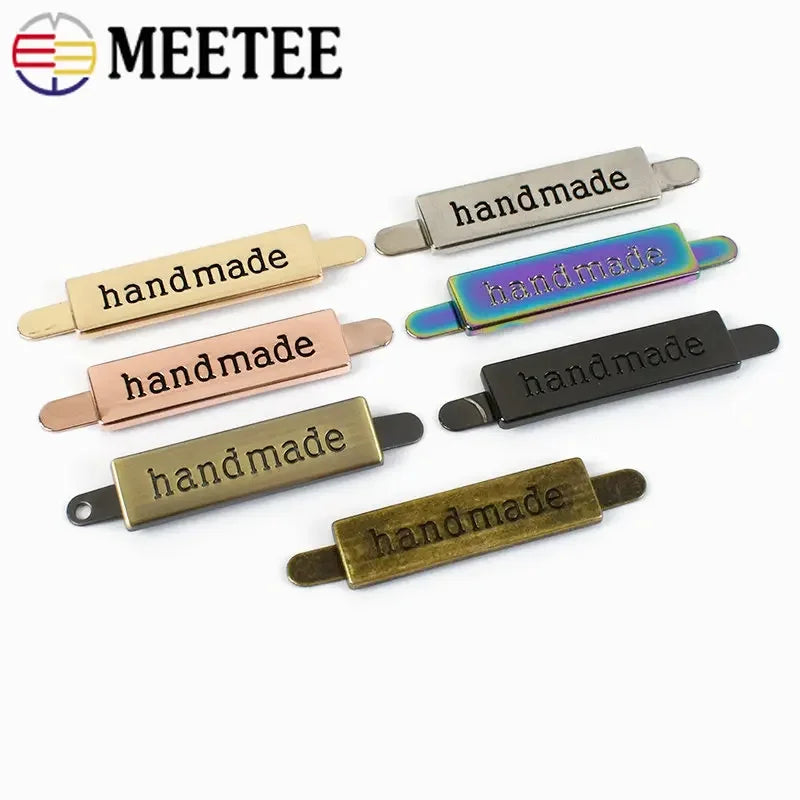 15/500pcs 36*10mm Handmade Metal Bag Labels Tag Handcraft Decorative Buckles for Purse DIY Hardware Sewing Leather Accessories