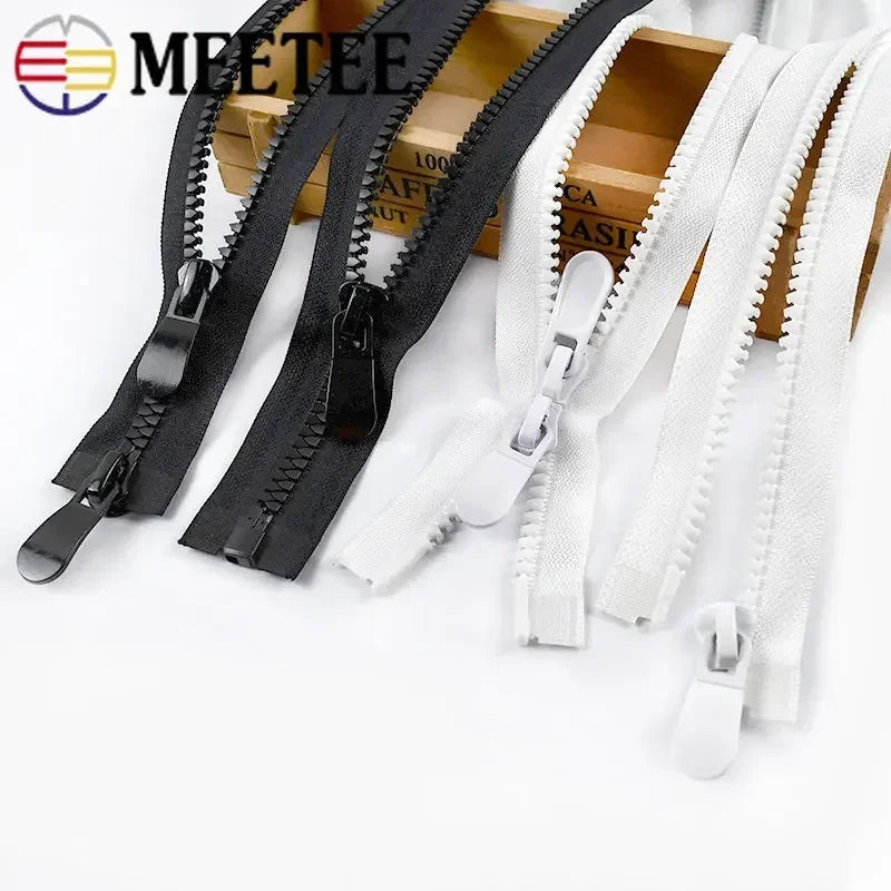 3/100Pcs Meetee 8#15# Resin Zippers 70-150cm Open End Long Zip Down Jacket Coat Double Sliders for Sewing Garment Repair Tailor Accessory