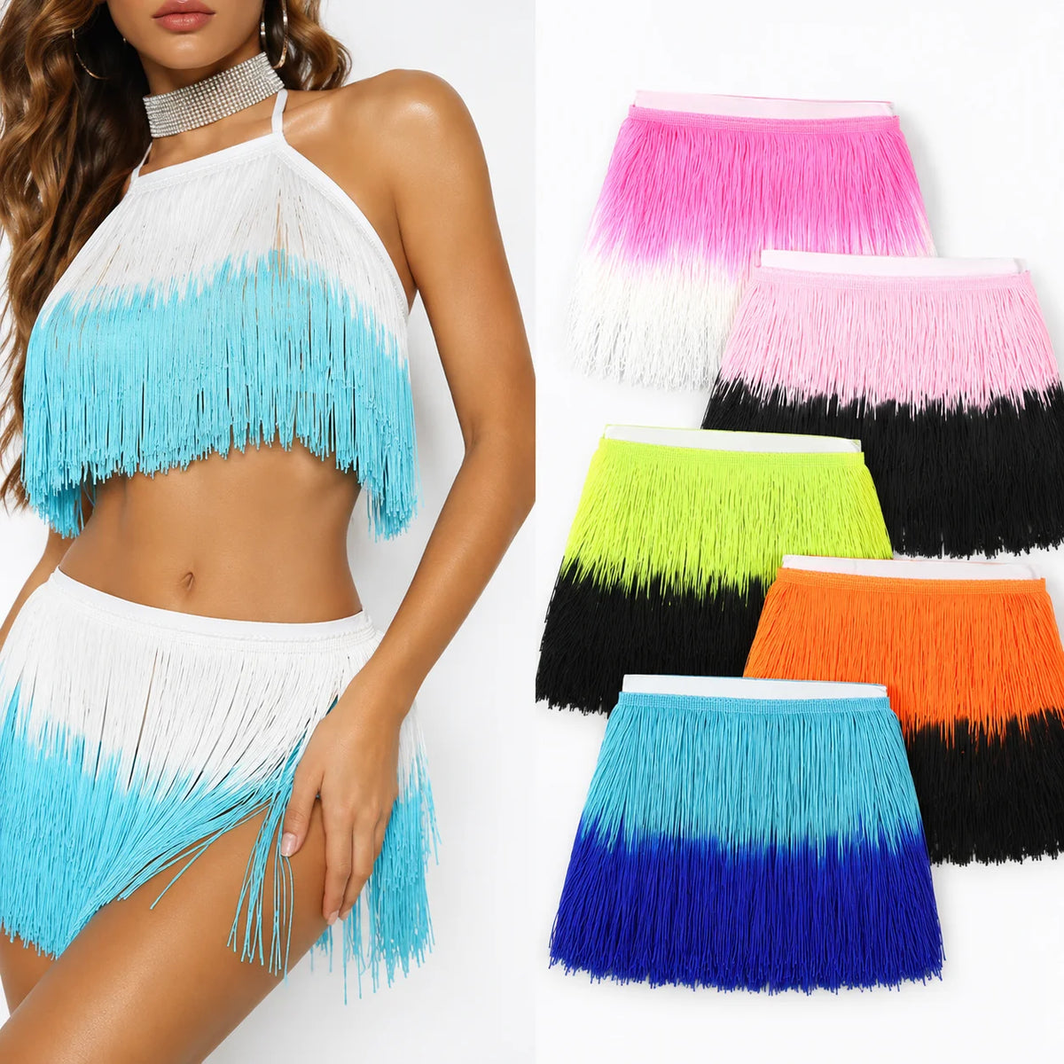 Meetee 2/50M 20cm Polyester Tassel Fringe Clothes Lace Trim Colorful Trimmings Curtain Webbing Ribbons DIY Sewing Accessories