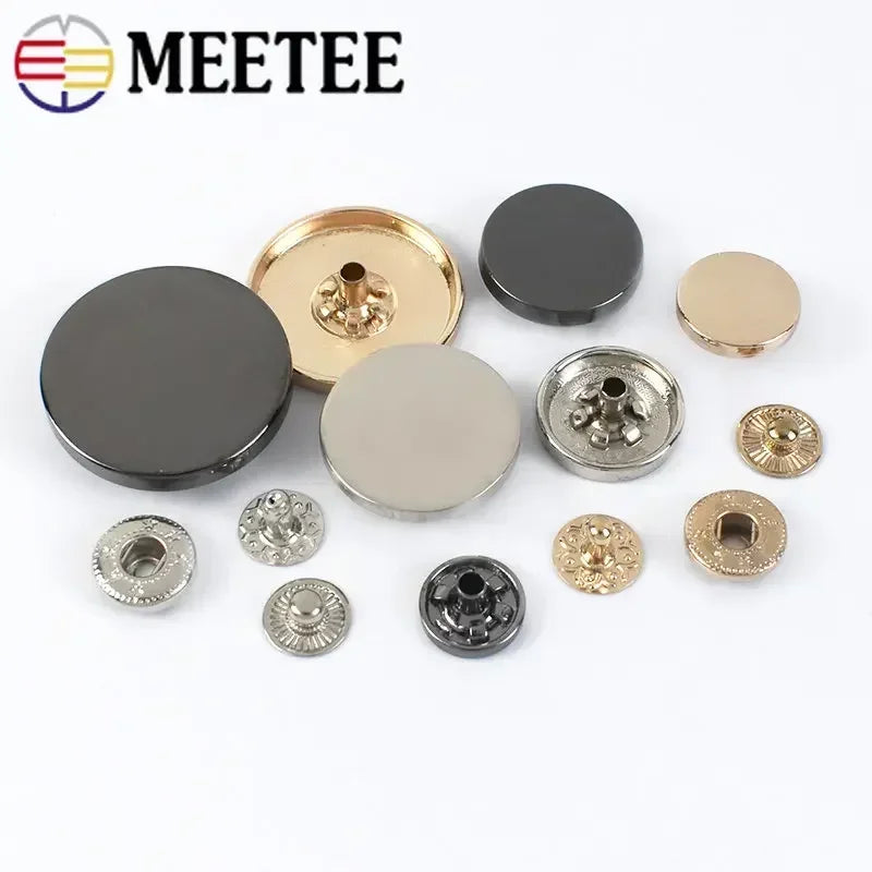 30/500Sets Meeteel 10-25mm Snap Fasteners Metal Snaps Press Studs Buttons for Sewing Clothes Jacket Coat Leather Craft Accessories