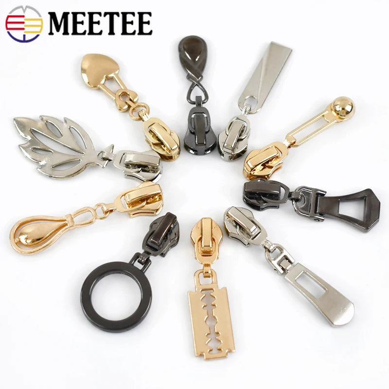 15/500Pcs 5# Zipper Sliders for Metal Nylon Resin Zips Tape Bag Clothes Decor Zip Head Puller Repair Kit DIY Sewing Accessories
