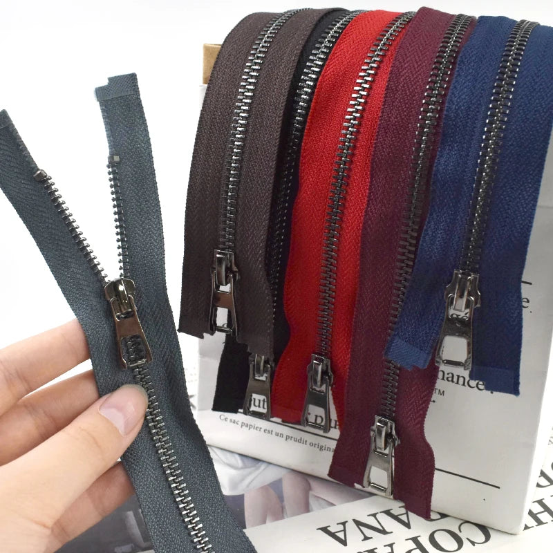 8/200Pcs 5# Metal Zippers 40-80cm Garment Sewing Zip Handbag Open-End Zippers Jacket Down GunBlack Teeth Zips DIY Tailor Supplies