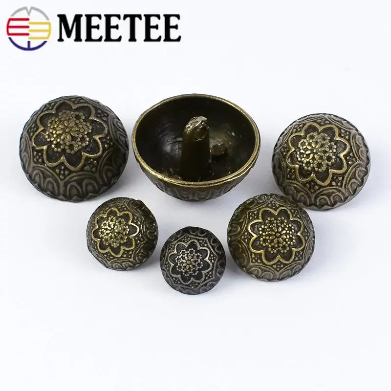30/1000Pcs Meetee 12-23mm Metal Bronze Carved Retro Buttons Mushroom for Shirt Jacket Coat Sewing Clothing Scrapbook Accessories D2-6
