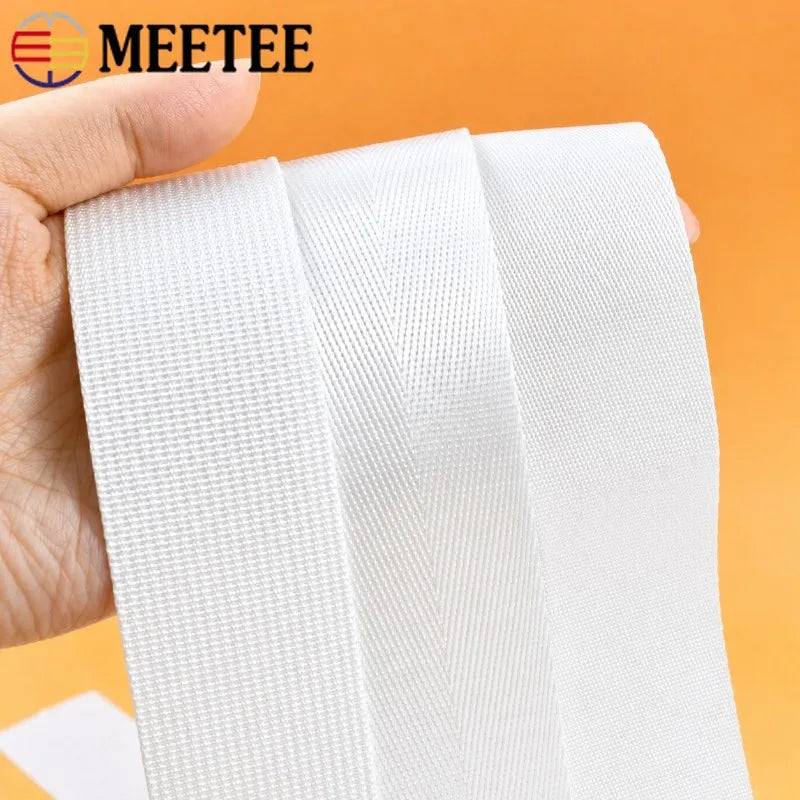 8/200Meters White Nylon Webbing 20-50mm Bag Shoulder Strap Tape Clothes Decorative Sewing Ribbon Bias Binding Accessories
