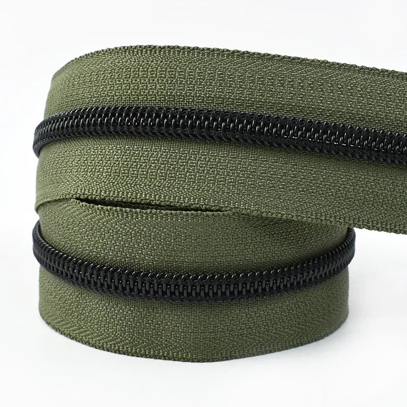8/200M 5# Nylon Zippers By The Meter Roll Bulk Zip Tapes Clothes Shoes Bag Coil Zips Closures Repair Kit DIY Sewing Accessories