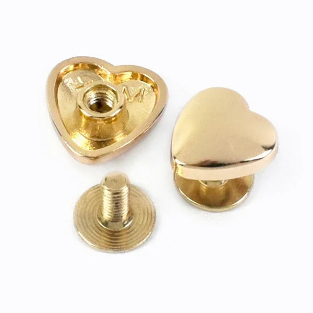 30/1100Pcs Meetee 8/13mm Heart Rivet Screw Bag Clothes Hardware Handbag Decorative Studs Button Nail Metal Buckles DIY Accessories