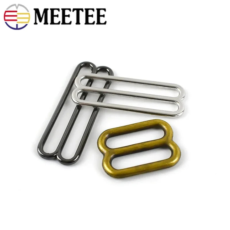 30Pcs Meetee 6-50mm Metal 8-shaped Tri-Glide Buckles Bra Rings Sliders Strap Adjust Hook Buckle Clsap DIY Bags Garment Accessory