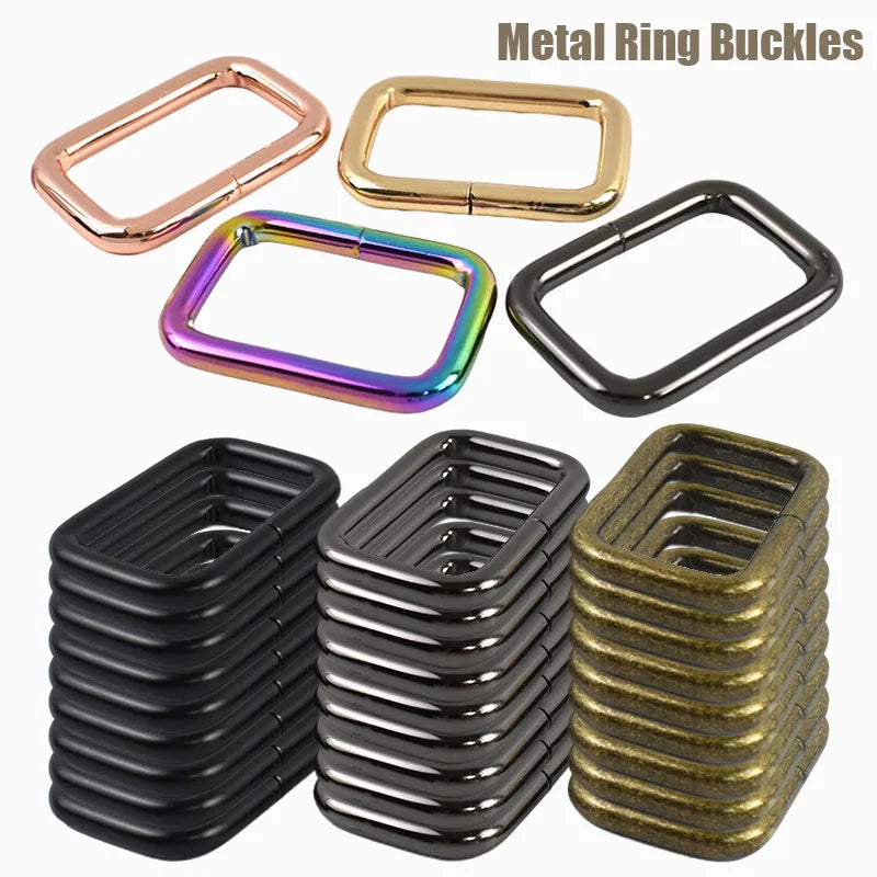 30/1000Pcs 13-50mm O D Ring Metal Buckles for Bag Strap Rectangle Rings Carabiner Clip Hook Webbing Belt Loop Crafts Accessories