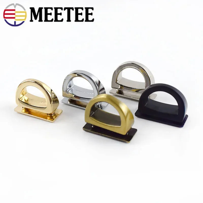 Meetee 10/300Pcs 14mm Metal D Ring Bag Side Clip Buckles Screw Handbag Chain Hanger Hook DIY Strap Hardware Accessories