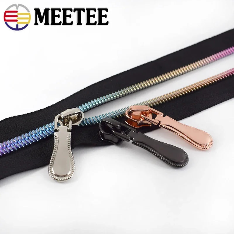 3/1000pcs Meetee 3# 5# Metal Zipper Sliders for Nylon Zippers Bag Garment Zip Head Pulls Repair Kits DIY Sewing Hardware Accessories